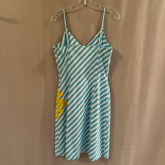 Lilly Pulitzer Sunflower Striped Dress Blue/White Sz12 - Picture 4 of 12